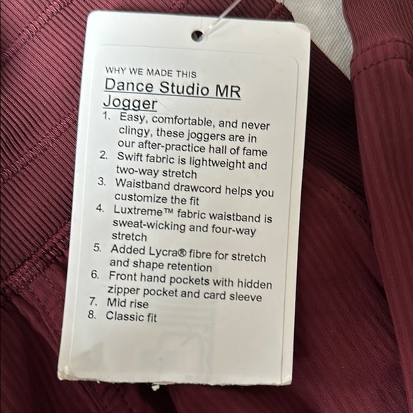 Lululemon Athletica Burgundy Track Joggers with Tapered Fit - Picture 9 of 10